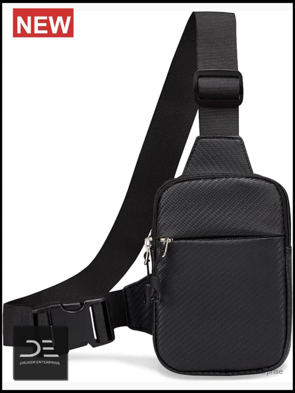 Mini Crossbody Sling Bag PU Leather with Woven Pattern, Water Resistant Fanny